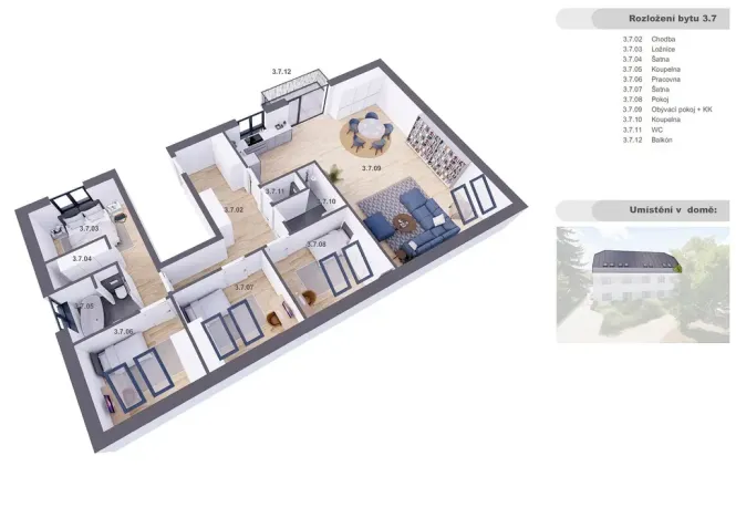 Prodej bytu 5+kk, Praha - Holyně, náměstí Pod lípou, 152 m2