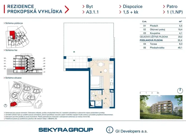 Prodej bytu 1+kk, Praha - Jinonice, Radlická, 29 m2