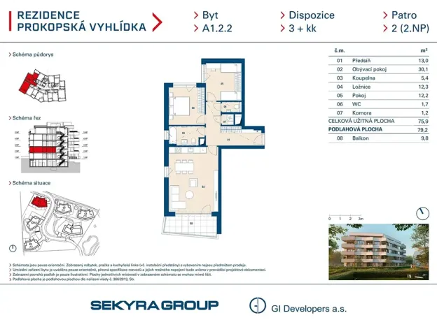 Prodej bytu 3+kk, Praha - Jinonice, Radlická, 76 m2