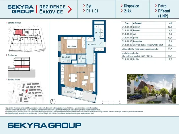 Prodej bytu 2+kk, Praha - Čakovice, Schoellerova, 58 m2