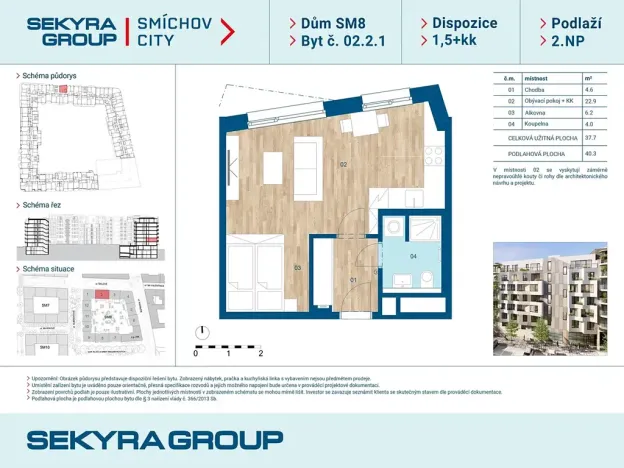 Prodej bytu 1+kk, Praha - Smíchov, Šiklové, 37 m2