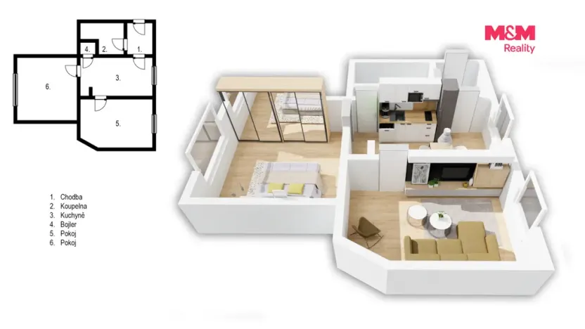 Prodej bytu 2+1, Jílové, Teplická, 60 m2