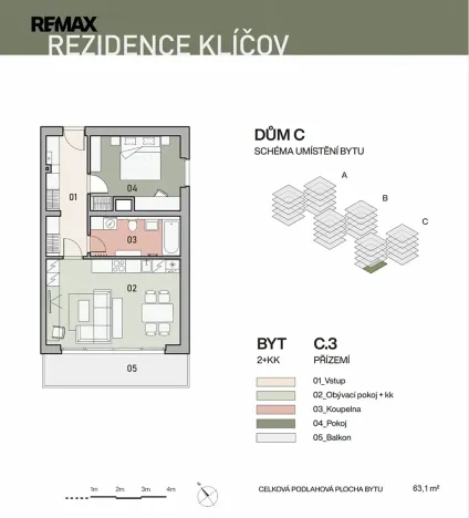 Pronájem bytu 2+kk, Praha - Vysočany, Pod Krocínkou, 59 m2