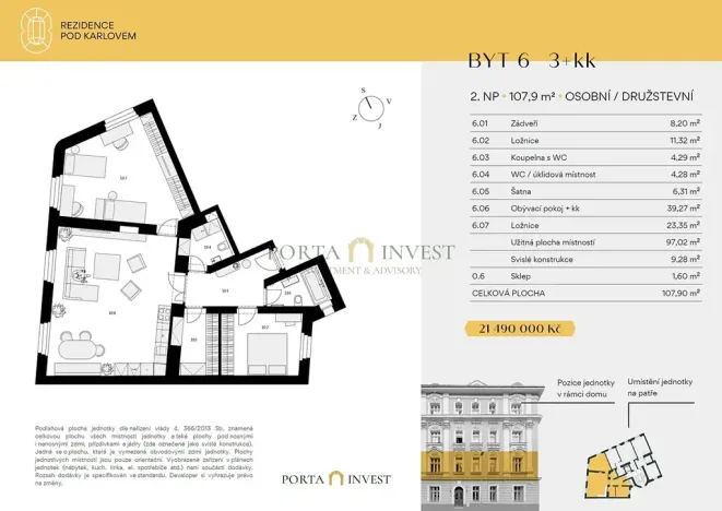 Prodej bytu 3+kk, Praha - Vinohrady, Pod Karlovem, 106 m2