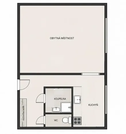 Pronájem bytu 1+1, Hradec Králové, Pospíšilova, 37 m2