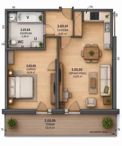 Pronájem bytu 2+kk, Chlumec nad Cidlinou, Rooseveltova, 49 m2