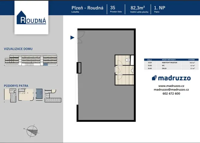 Prodej obchodního prostoru, Plzeň, Na Roudné, 82 m2