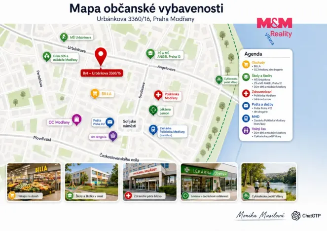 Prodej bytu 2+kk, Praha - Modřany, Urbánkova, 44 m2
