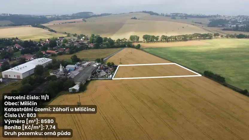 Prodej pole, Miličín, 92490 m2