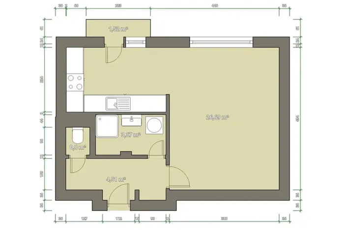 Prodej bytu 1+kk, Brno, Křídlovická, 35 m2
