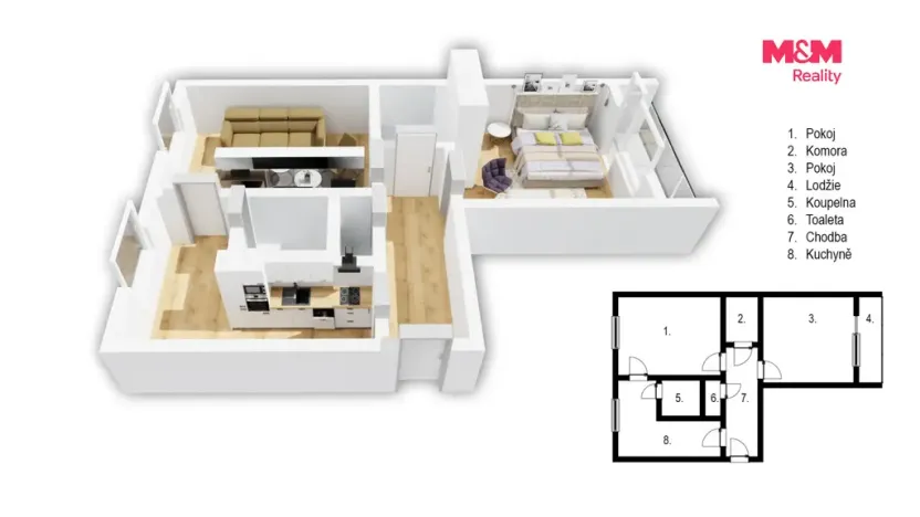 Prodej bytu 2+1, Lázně Bohdaneč, Na Lužci, 60 m2