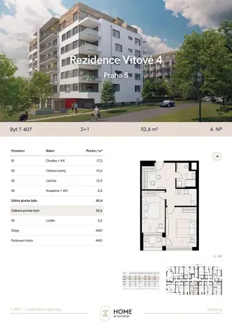 Pronájem bytu 2+kk, Praha - Hlubočepy, Vítové, 53 m2