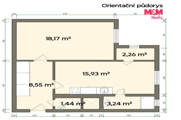 Pronájem bytu 1+1, Praha - Libeň, Světova, 51 m2
