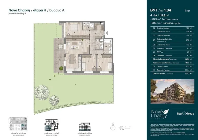 Prodej bytu 4+kk, Praha - Dolní Chabry, U Václava, 115 m2