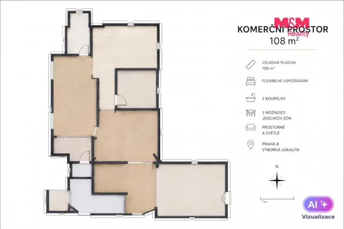 Pronájem obchodního prostoru, Praha, Ke Stírce, 108 m2