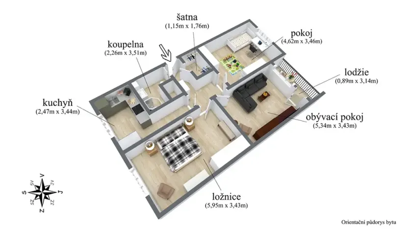 Prodej bytu 3+1, Děčín, Na Pěšině, 81 m2