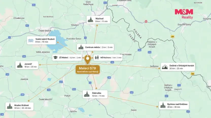 Pronájem bytu 3+1, Nové Město nad Metují, Malecí, 57 m2