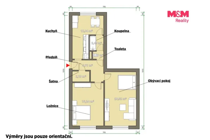 Prodej bytu 2+1, Plzeň - Skvrňany, Vejprnická, 60 m2