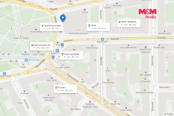 Pronájem kanceláře, Praha - Vinohrady, náměstí Míru, 41 m2