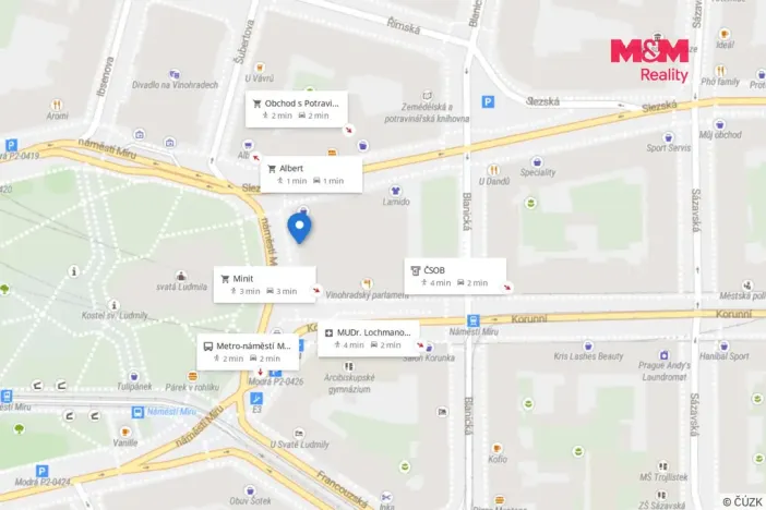 Pronájem kanceláře, Praha - Vinohrady, náměstí Míru, 74 m2