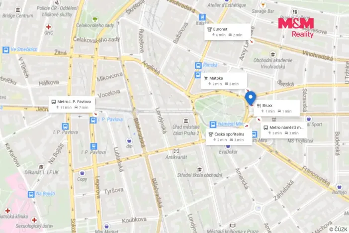 Pronájem kanceláře, Praha - Vinohrady, náměstí Míru, 92 m2