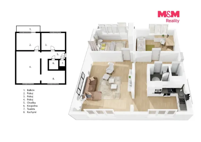 Prodej bytu 3+1, Roztoky, Braunerova, 75 m2