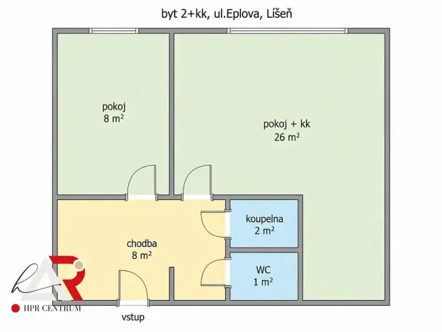 Prodej bytu 2+kk, Brno, Elplova, 44 m2