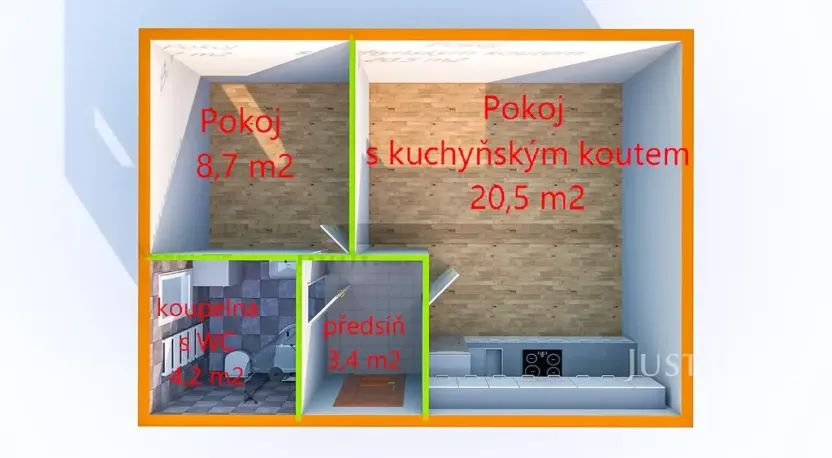 Pronájem bytu 2+kk, Staré Město, Hradišťská, 37 m2