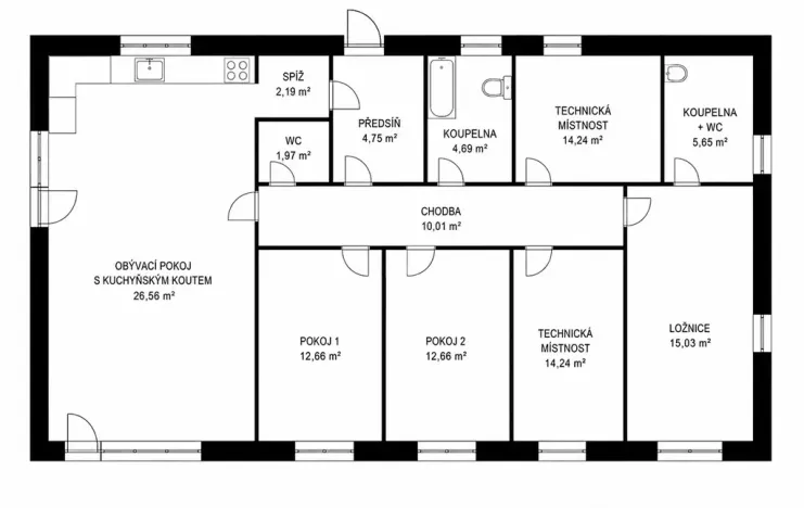 Prodej rodinného domu, Chotýčany, 109 m2