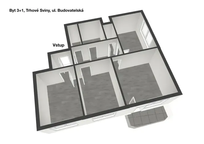 Prodej bytu 3+1, Trhové Sviny, Budovatelská, 73 m2