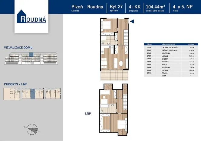 Prodej bytu 4+kk, Plzeň, Na Roudné, 104 m2