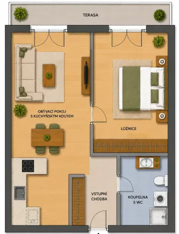 Pronájem bytu 2+kk, Praha - Vysočany, Gerstelova, 52 m2
