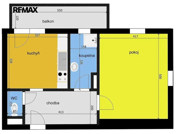 Pronájem bytu 1+1, Poděbrady, Minidova, 47 m2