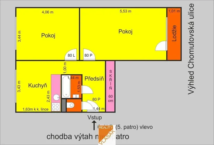 Pronájem bytu 2+1, Kadaň, Chomutovská, 56 m2