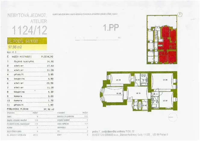 Prodej kanceláře, Praha - Holešovice, Pplk. Sochora, 98 m2