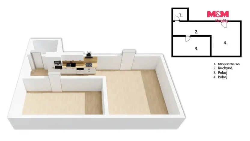 Pronájem bytu 2+kk, Černá v Pošumaví - Mokrá, 50 m2