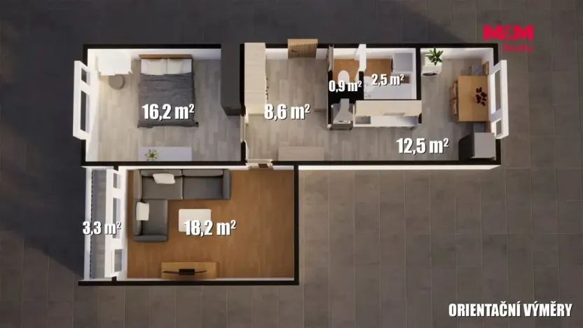 Pronájem bytu 2+1, Bílina, Sídliště Za Chlumem, 60 m2
