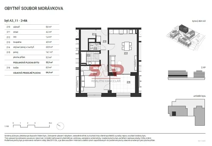 Prodej bytu 2+kk, Vyškov, Morávkova, 55 m2