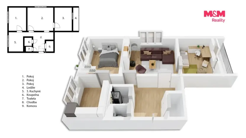 Prodej bytu 3+1, Pardubice, Jana Zajíce, 70 m2