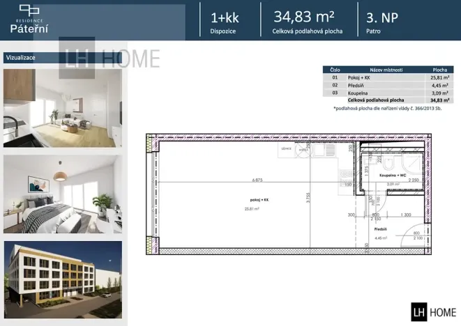 Prodej bytu 1+kk, Brno, Páteřní, 35 m2