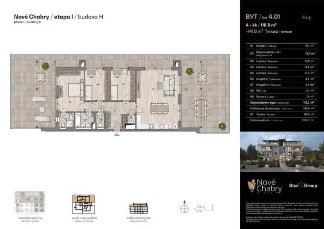 Prodej bytu 4+kk, Praha - Dolní Chabry, U Václava, 118 m2