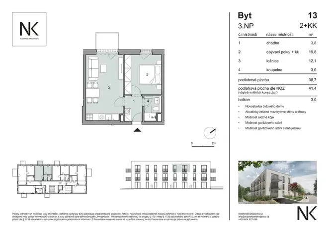 Prodej bytu 2+kk, Třeboň, Na Kopečku, 40 m2