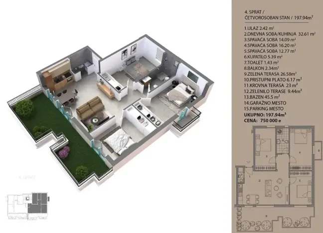 Prodej bytu 3+kk, Dobrota, Černá Hora, 104 m2