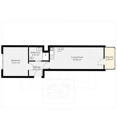 Pronájem bytu 2+kk, Praha - Košíře, Vrchlického, 48 m2