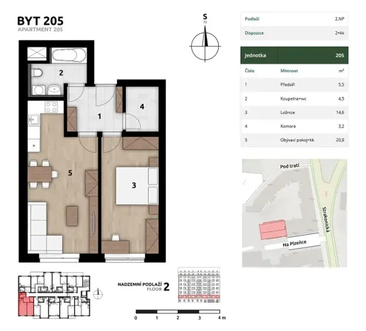 Prodej bytu 2+kk, Praha - Smíchov, Na Plzeňce, 53 m2