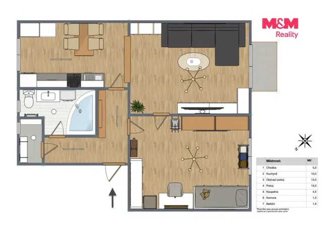 Prodej bytu 2+1, Mělník, Čechova, 50 m2