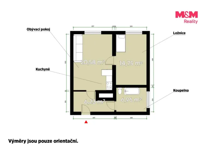 Pronájem bytu 2+kk, Tymákov, 50 m2