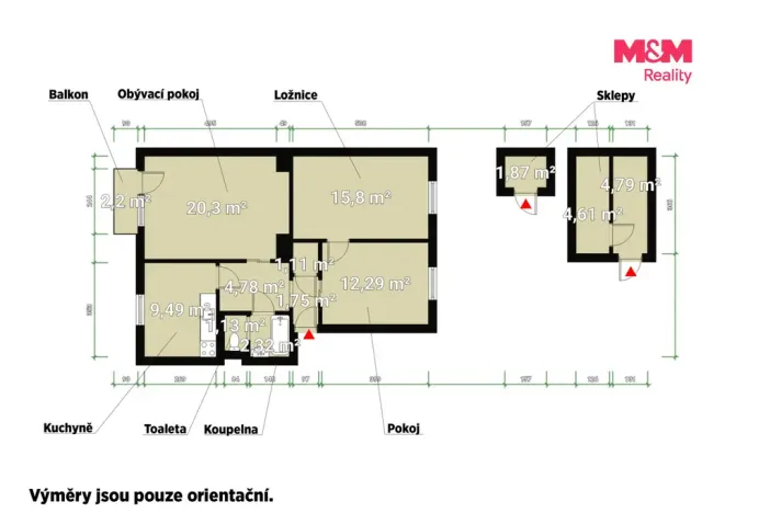 Prodej bytu 3+1, Tlučná, V Rybníčkách, 69 m2