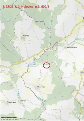 Prodej lesa, Hojovice, 985 m2