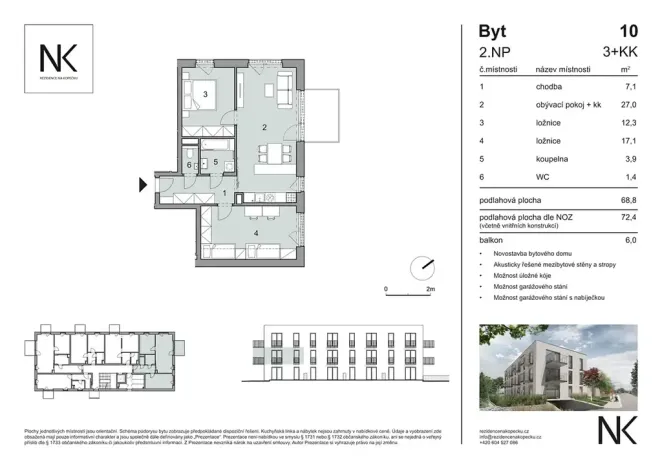 Prodej bytu 3+kk, Třeboň, Na Kopečku, 72 m2